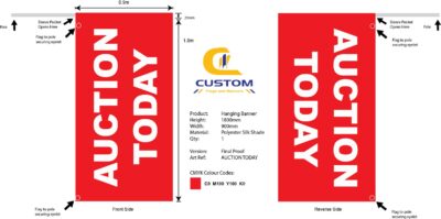 "AUCTION TODAY" Hanging Banner Flag (Double Sided)