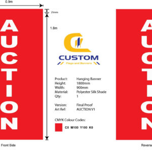 "AUCTION V1" Hanging Banner Flag (Double Sided)