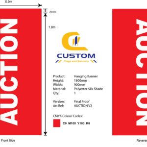 "AUCTION V2" Hanging Banner Flag (Double Sided)