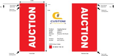 "AUCTION V2" Hanging Banner Flag (Double Sided)