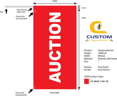 "AUCTION V2" Hanging Banner Flag (Single Sided)