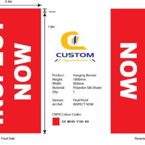 "INSPECT NOW" Hanging Banner Flag (Double Sided)