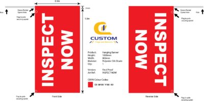 "INSPECT NOW" Hanging Banner Flag (Double Sided)